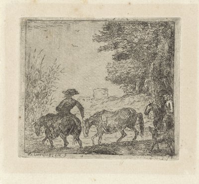 Riders with Horses at a Ford by Jan Peeter Verdussen